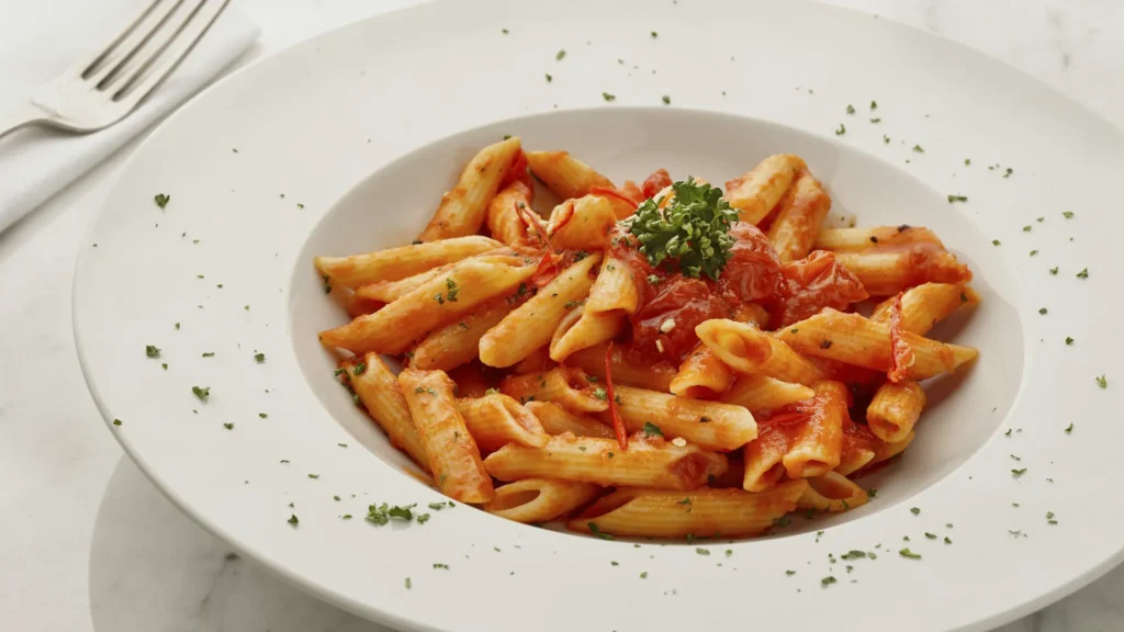 Pasta penne i tomatflødesauce